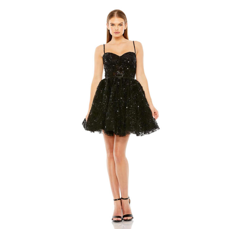 New Mac Duggal Beaded Strap Bustier Sequin Mini Dress In Black Sz 12 $458